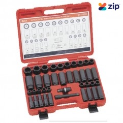 Genius Tools TD-440M - 40pce 1/2" Drive 9-30mm Metric Master Impact Socket Set CR-V